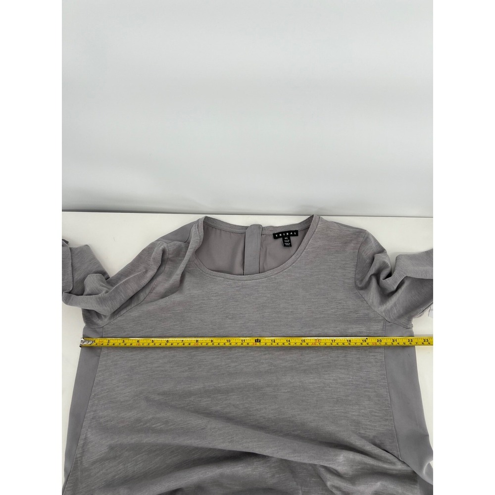 Tribal Long Sleeve Top Back Zip Detail Casual Everyday Gray Size L - Picture 5 of 11